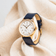 1968 Mechanical with vintage-inspired dial, gold case, sapphire crystal, and black leather strap by AV86