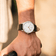 1968 Mechanical by AV86 vintage-inspired automatic watch with sapphire crystal, minimalist dial, and black leather strap on wrist