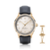 1968 Sixtyeight by AV86 vintage-inspired dress watch with sapphire crystal, gold case, and black leather strap with deployant clasp