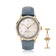 1968 Sixtyeight by AV86 vintage-inspired dress watch with sapphire crystal, gold case, and blue leather strap