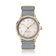 1968 Sixtyeight by AV86 vintage-inspired dress watch with sapphire crystal, gold case, minimalist dial, and textured fabric strap