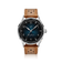 1968 Sixtyeight by AV86 vintage-inspired dress watch with sapphire crystal, blue sunray dial, and perforated brown leather strap