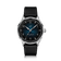 1968 Sixtyeight by AV86 vintage-inspired dress watch with sapphire crystal, blue sunray dial, and black leather strap