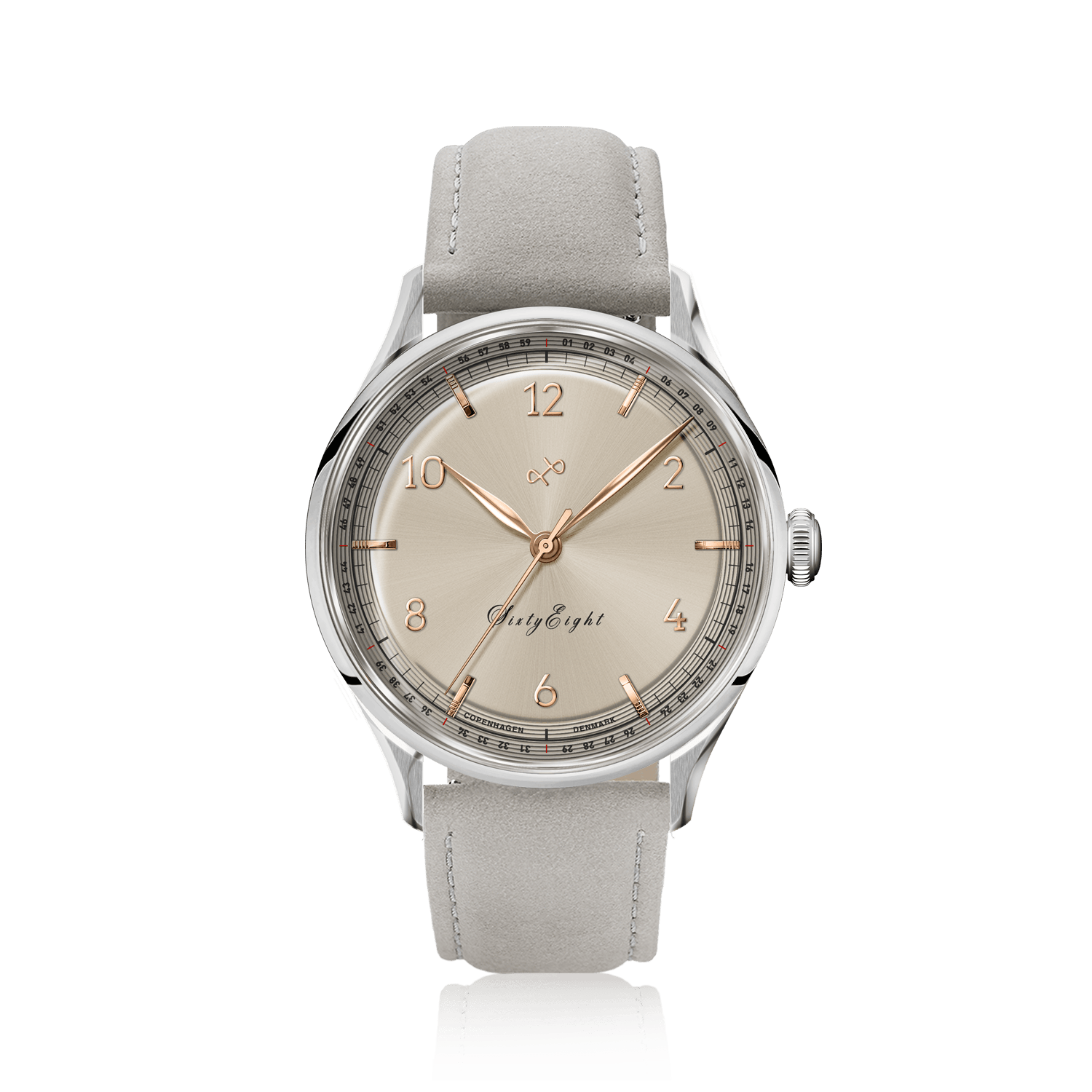 1968 Sixtyeight by AV86 vintage-inspired dress watch with sapphire crystal, delicate dial, and light leather strap