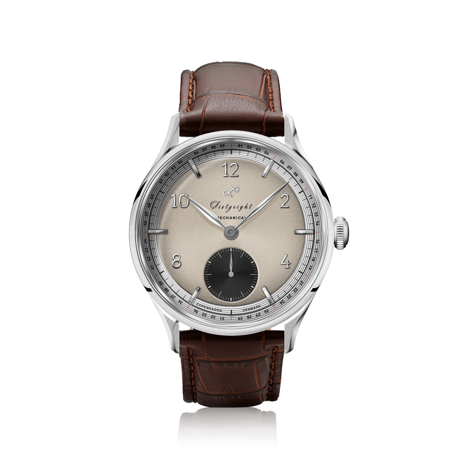 1968 Mechanical (Hand-Wound) by AV86 vintage-inspired dress watch with mechanical movement, sapphire crystal, and brown leather strap