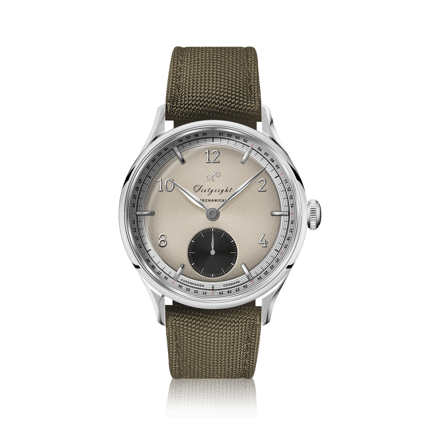 1968 Mechanical (Hand-Wound) by AV86 with vintage-inspired dial, mechanical movement, sapphire crystal, and fabric strap