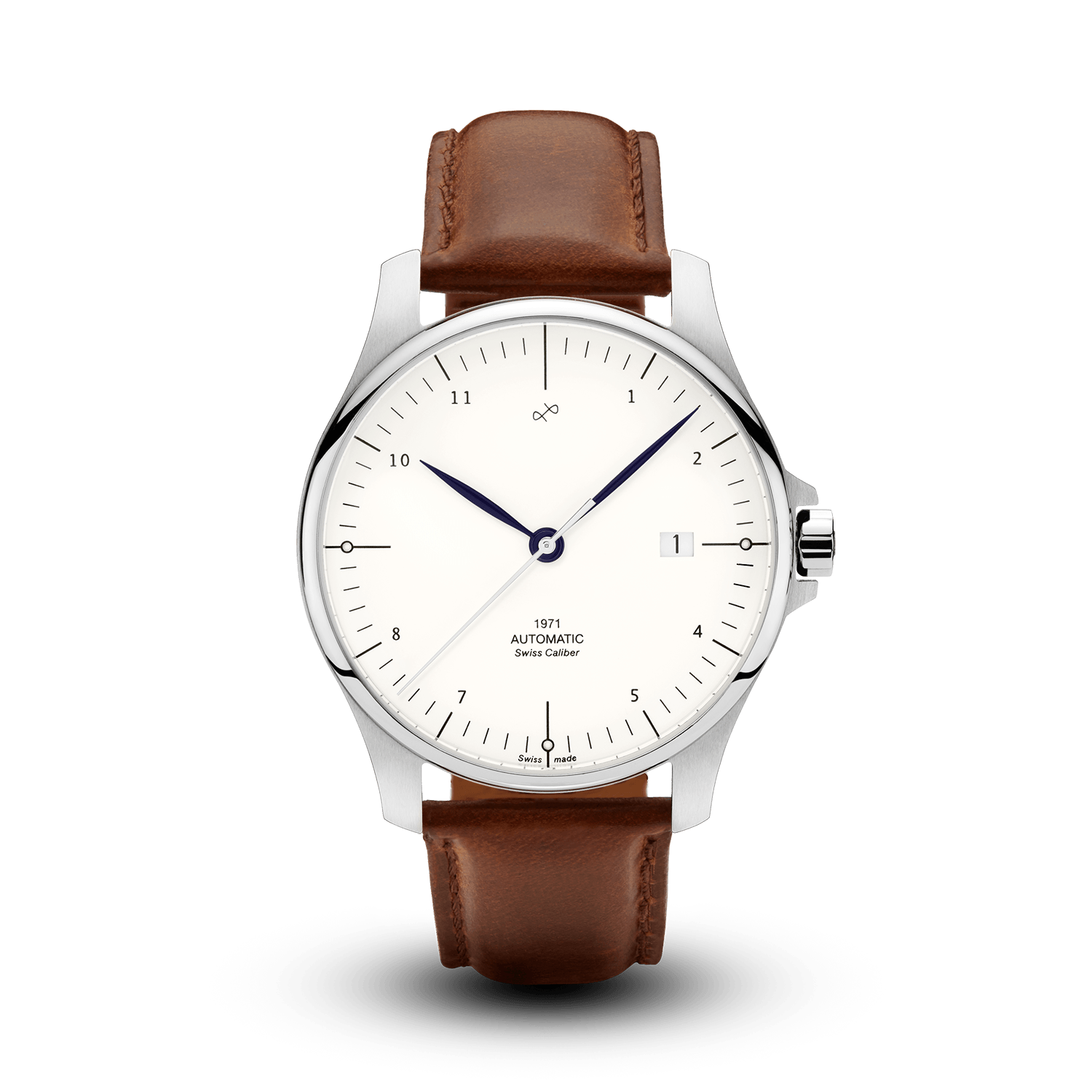 1971 Automatic by AV86 minimalist vintage-inspired automatic with sapphire crystal, Swiss caliber, and brown leather strap