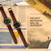 1934 Telechron by AV86 vintage-inspired chronograph with telemeter, sapphire crystal, and brown leather strap on newspaper background