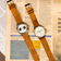 1934 Telechron by AV86 vintage-inspired chronograph with telemeter, sapphire crystal, and tan leather strap on newspaper backdrop