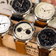 1934 Telechron by AV86 vintage-inspired chronograph with telemeter, sapphire crystal, and leather strap in a group display