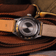 1956 Marine Automatic by AV86 with engraved stainless steel case back, automatic movement, and leather strap detailing