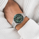 1926 At'sea by AV86 luxury diver watch with green sunray dial, sapphire crystal, rotating bezel, and steel bracelet strap