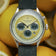 1564 Chronodate Automatic by AV86 vintage-inspired chronograph with textured dial, sapphire crystal, and leather strap amidst lemons