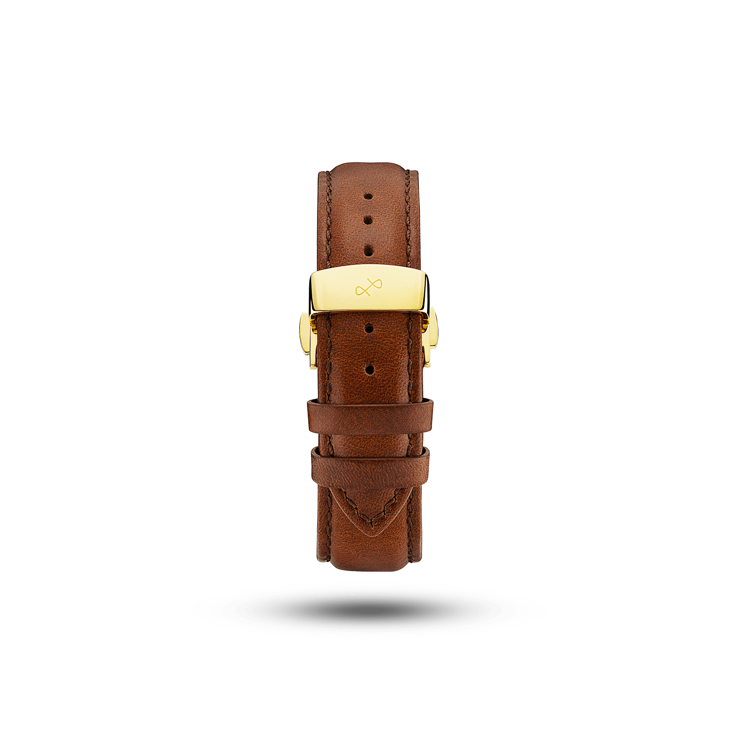 Butterfly Clasp - Brown by AV86 high-quality brown leather strap with gold plated butterfly clasp and embossed logo detail