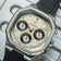 1904 Chronograph by AV86 with angular case, vintage-inspired dial, sapphire crystal, black rubber strap, and precise subdials