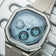 1904 Chronograph by AV86 with angular case, textured dial, sapphire crystal, chronograph subdials, and rubber strap