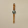 1956 Marine Automatic, Steel / Green by AV86 with green dial and tan leather strap in Danish minimalist vintage-inspired design.