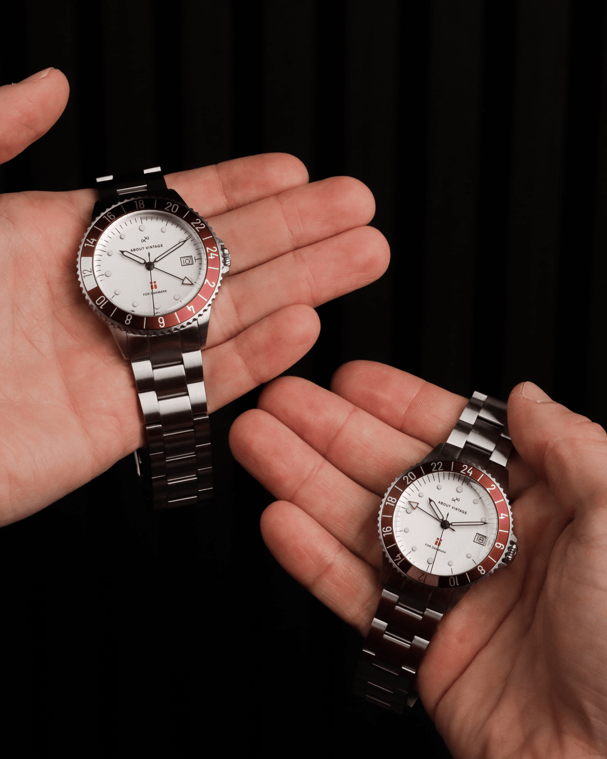 Danmark Det Officielle Landsholdsur, 1889 / DBU – 41mm by AV86 automatic GMT watch with sapphire crystal and metal bracelet strap