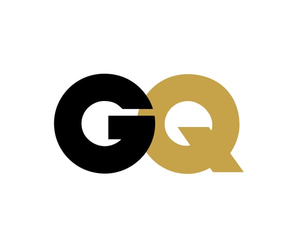 Logo for GQ featuring a large black ‘G’ overlapping a gold ‘Q’ on a light gray background.
