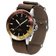 1970 Haagen GMT Automatic, Swiss Made by AV86 with vintage-inspired dial, GMT bezel, sapphire crystal, and brown fabric strap