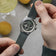 1564 Chronodate Automatic by AV86 vintage-inspired chronograph with sapphire crystal, green dial, and suede leather strap