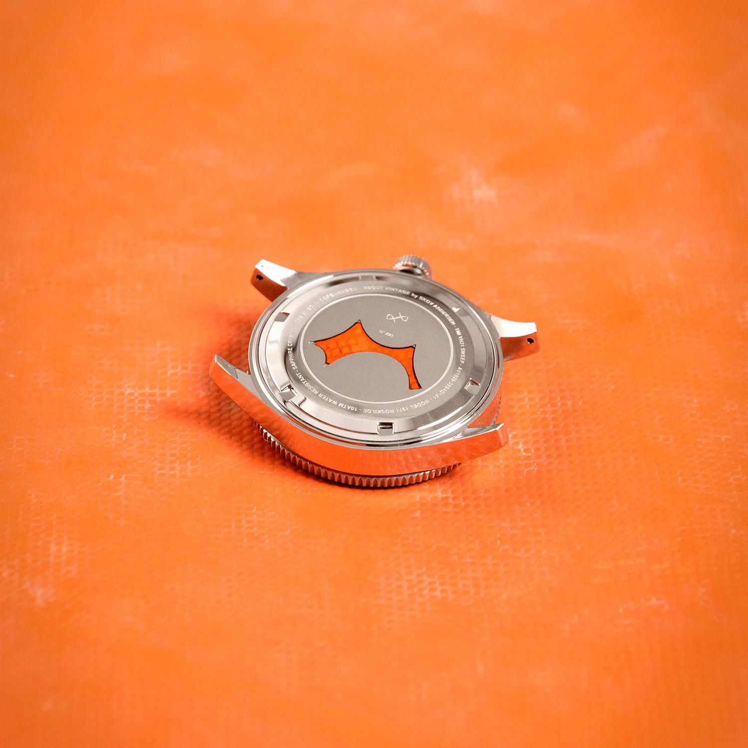 1971 Stagediver, Black – 39mm by AV86 with stainless steel case, screw-down crown, and engraved case back detail
