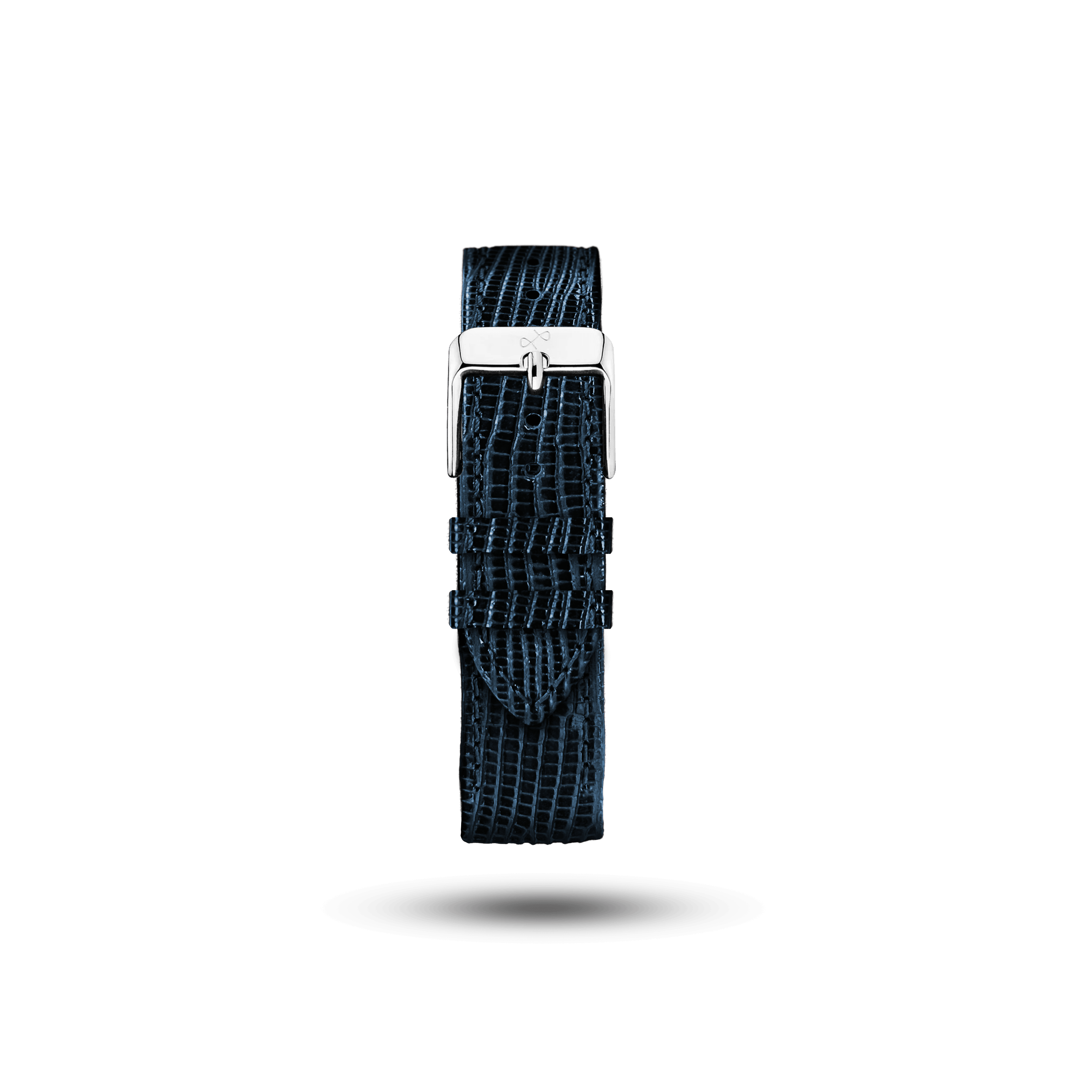 Patterned Leather (Classic) - Navy strap by AV86 features a textured lizard grain design crafted in premium leather, exemplifying Nordic minimalism and Danish design expertise.
