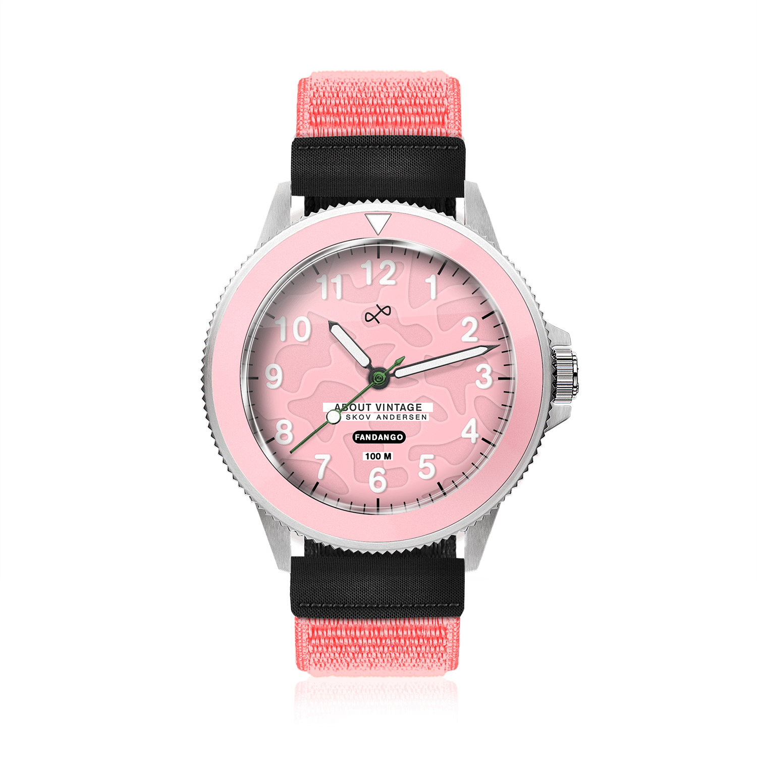 Fandango 'UMA', Pink / Pink by AV86 kids watch with luminous big numbers, easy velcro strap, and durable bezel design