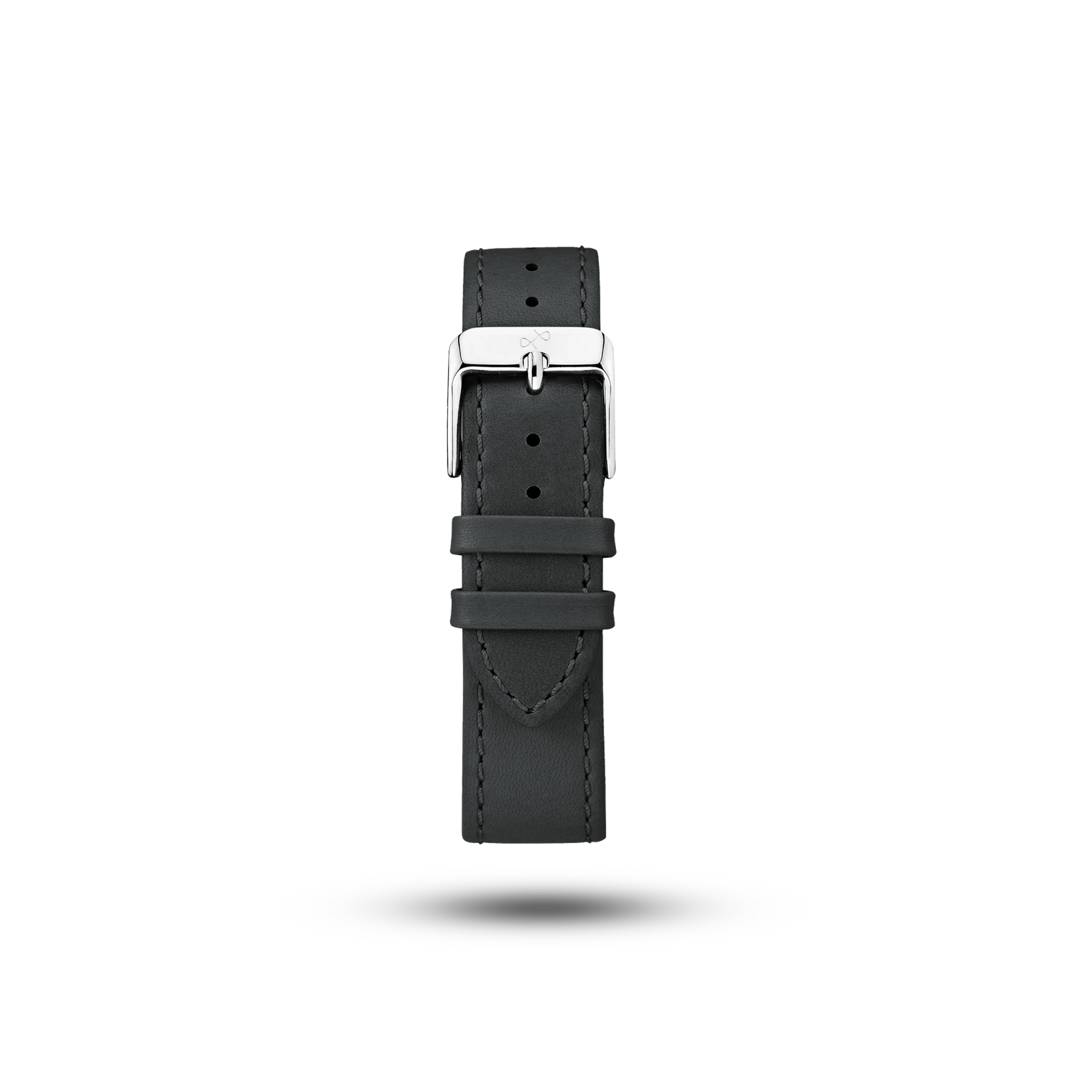 Leather (Classic) - Dark Grey premium two-piece slim leather watch strap by AV86 with engraved detailing and polished buckle clasp