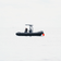 1956 Marine Automatic by AV86 minimalist nautical scene with diver aboard black RIB boat in calm open water