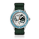 Earthrise WWF Partnership, Automatic / 2026 Edition by AV86 with green woven strap and Earth motif dial under blue bezel.