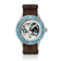 Earthrise WWF Partnership, Automatic / 2026 Edition by AV86 with brown NATO strap, blue bezel, and Earth motif dial.