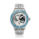 Earthrise WWF Partnership, Automatic / 2026 Edition by AV86 with marine blue bezel, Earth motif dial, and stainless steel bracelet.