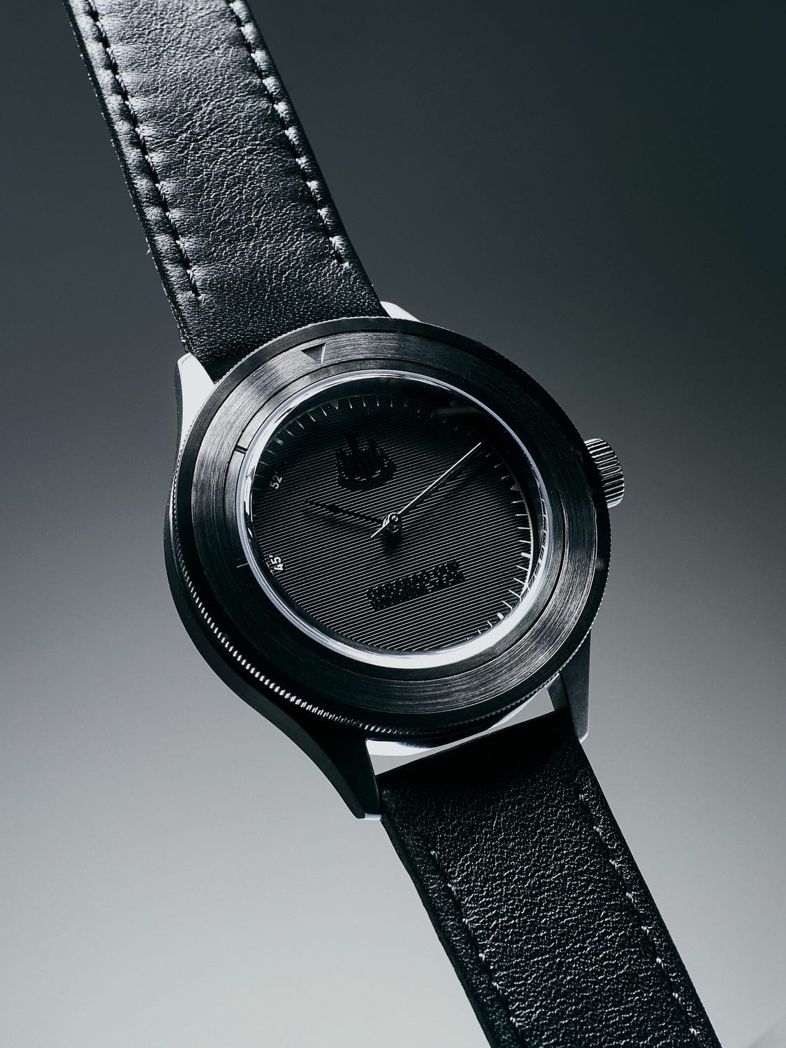 AV86 Official Carabao Cup Winners 24/25 Edition, Newcastle United / Memorabilia Watch, black quartz watch with textured dial and leather strap