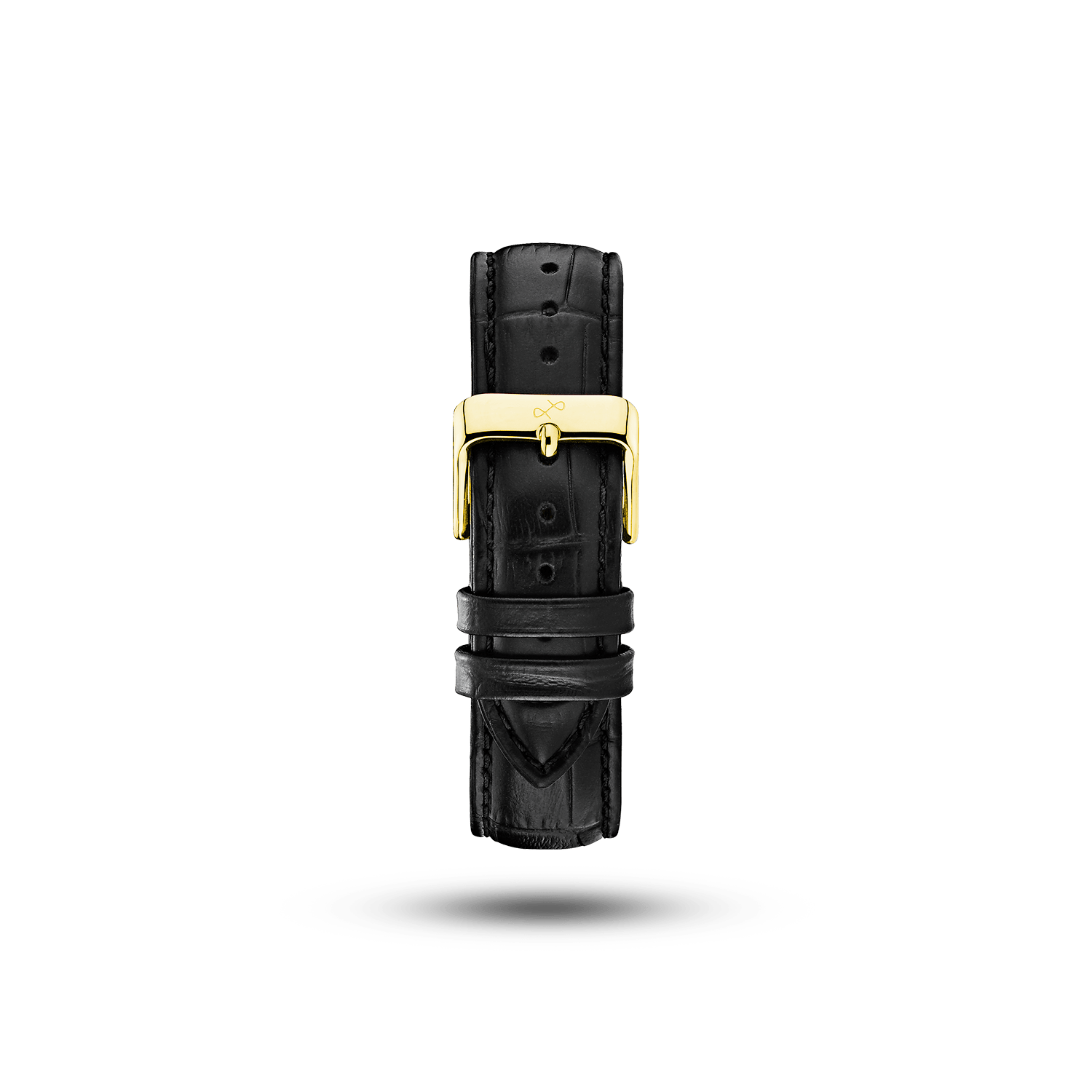 Leather - Black Croco strap by AV86 with high-quality croco embossing and gold plated pin buckle for luxury watch customization