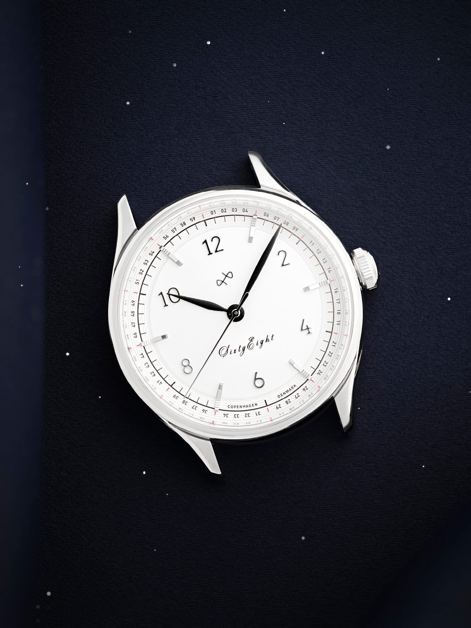1968 Sixtyeight by AV86 vintage-inspired dress watch with sapphire crystal, minimalist dial, and polished steel case