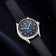 1968 Sixtyeight by AV86 vintage-inspired dress watch with sapphire crystal, blue sunray dial, and black leather strap