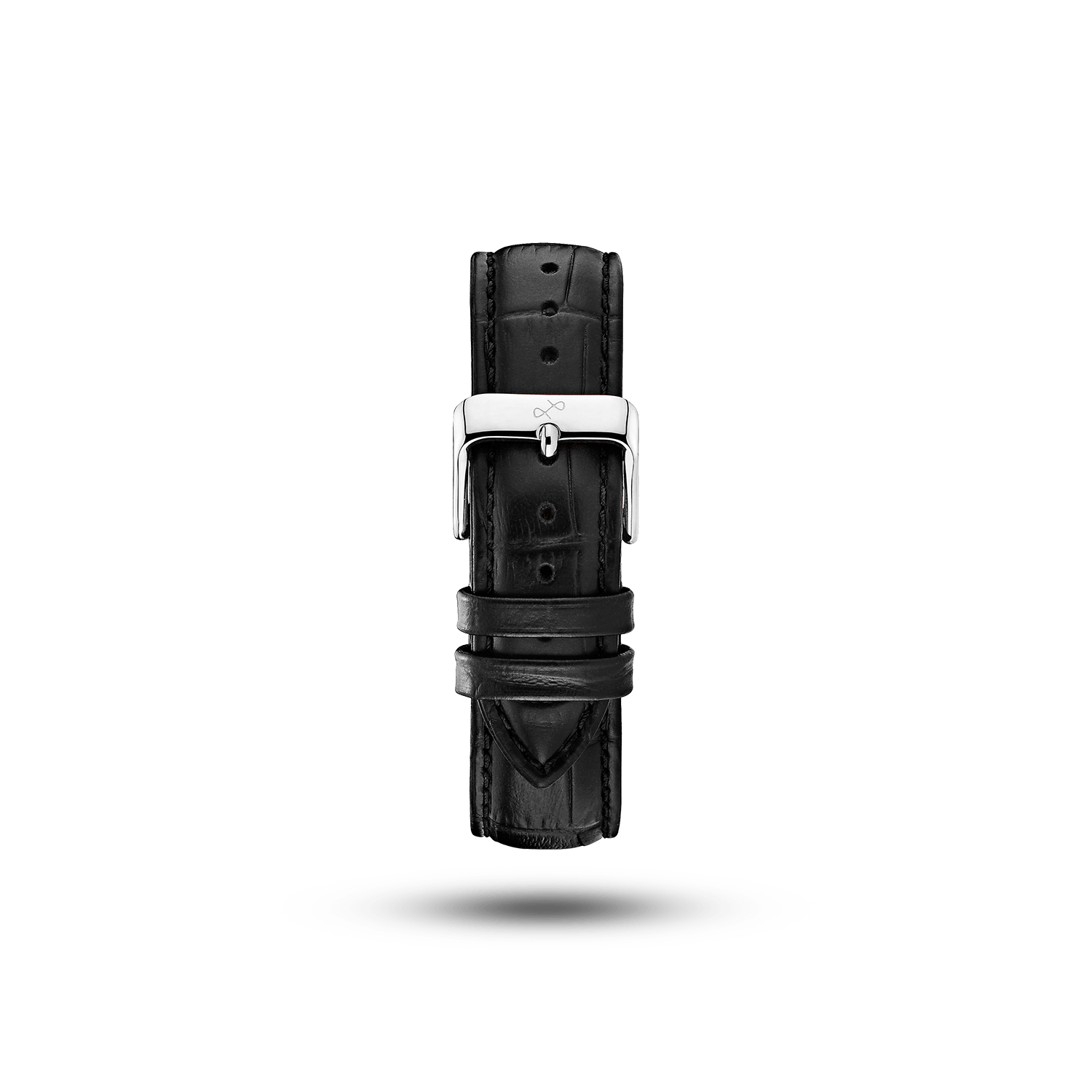 Leather - Black Croco strap by AV86 with high-quality two-piece leather construction and stainless steel pin buckle engraving