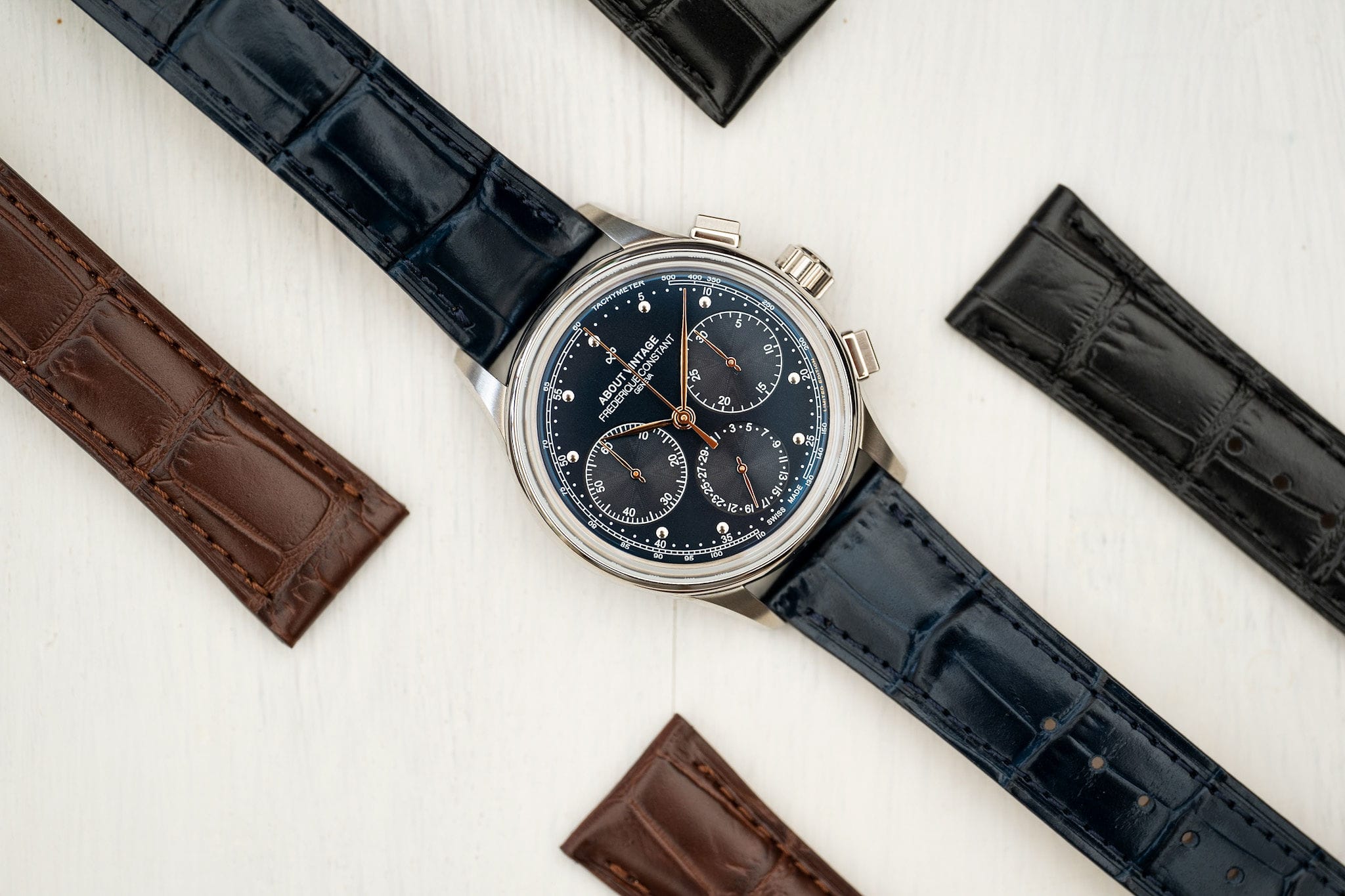 1988 Flyback, Chronograph / Limited Edition by AV86 with vintage-inspired dial, sapphire crystal, leather strap, and automatic movement